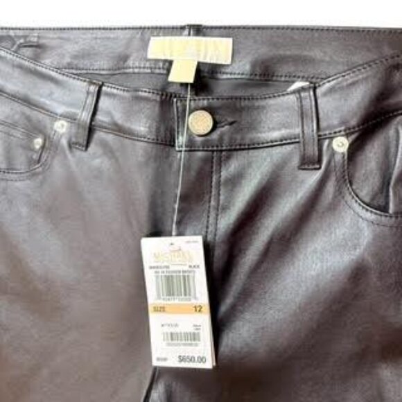 Michael Kors Collection Black Leather Pants Size 12 - Picture 7 of 14